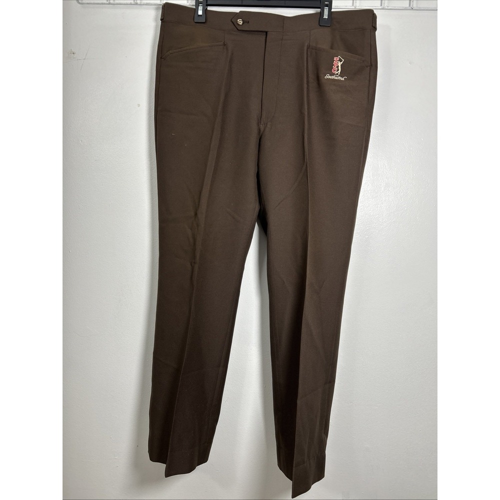 Vtg 70s Men 40 TPC Southwind Gold Pants SANSABELT Brown Disco Leisure 6431